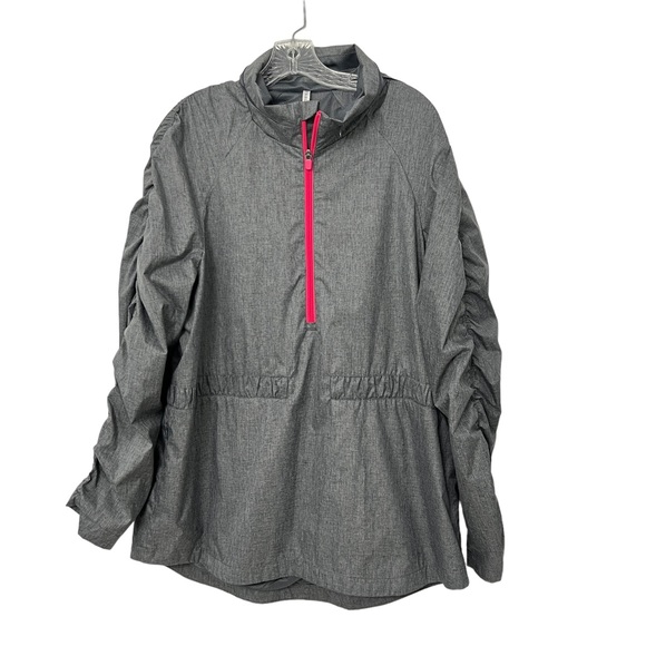 Fabletics Danielle Gray Heather Hot Pink Women’s Windbreaker Jacket Size XXL - Picture 1 of 9